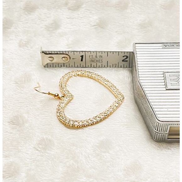 Heart Shaped Rose Gold Plated Dangle Earrings w/Double Row CZ-NEW - Picture 5 of 6